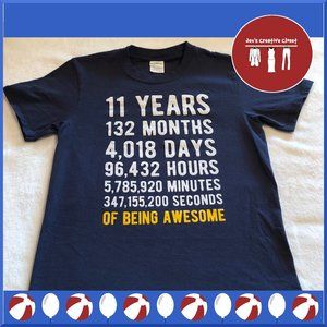 Boy's 11 Years, 132 Months...Navy and Gray Tee